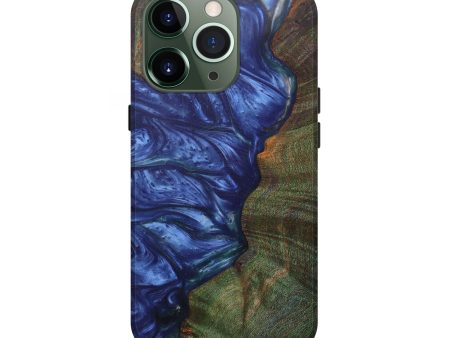 iPhone 13 Pro Wood+Resin Live Edge Phone Case - Dixie (Light Blue, 589804) For Sale