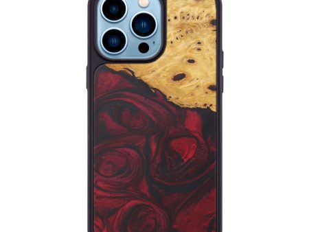 iPhone 14 Pro Max Wood+Resin Phone Case - Lydie (Dark Red, 588369) Online