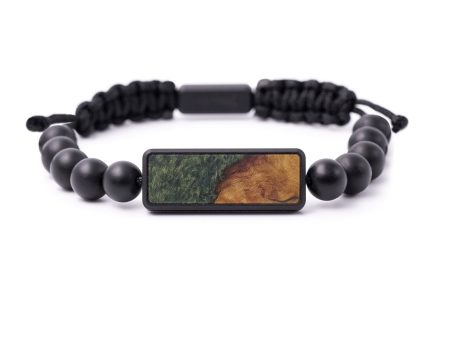 Bead Wood+Resin Bracelet - Jacquline (Dark Green, 593912) Supply