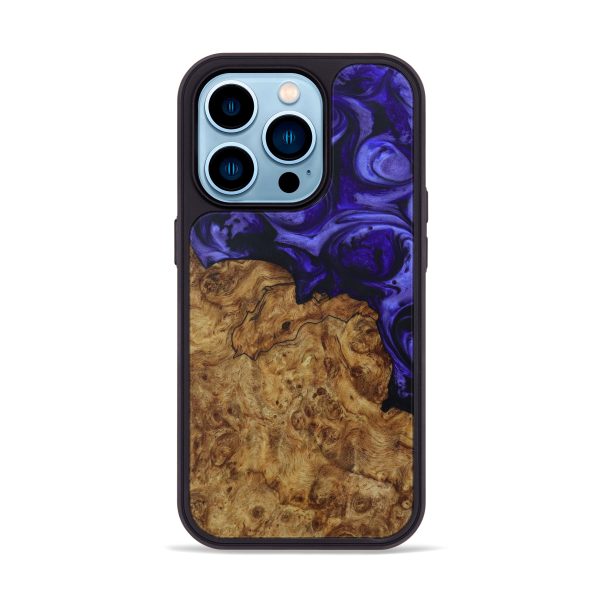 iPhone 14 Pro Wood+Resin Phone Case - Bea (Purple, 592542) Online now