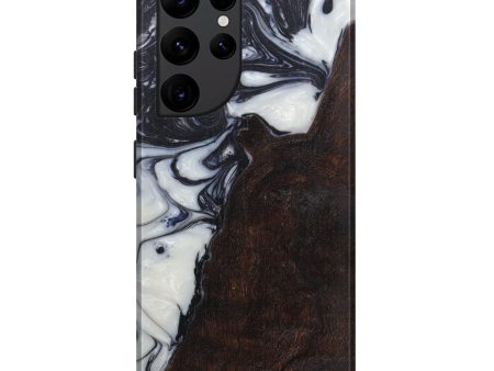 Galaxy S22 Ultra Wood+Resin Live Edge Phone Case - Amara (Black & White, 591795) For Cheap