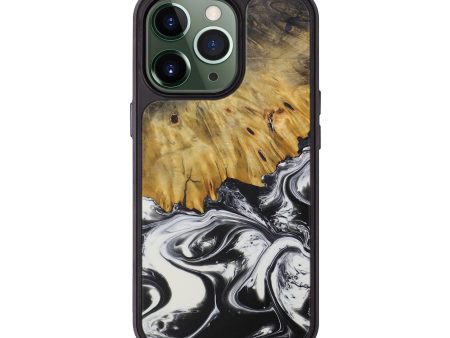 iPhone 13 Pro Wood+Resin Phone Case - Tres (Black & White, 592698) Online Sale