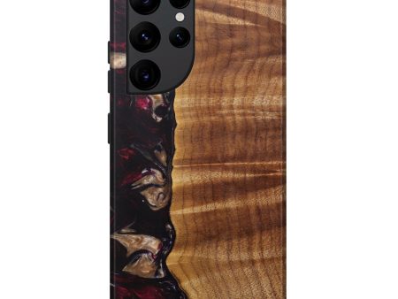 Galaxy S22 Ultra Wood+Resin Live Edge Phone Case - Truda (Dark Red, 588704) Online now