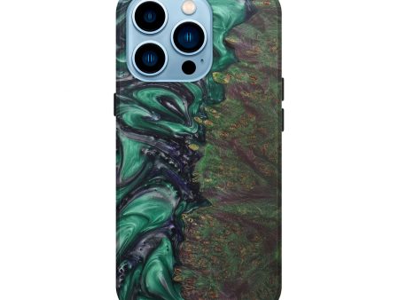 iPhone 14 Pro Wood+Resin Live Edge Phone Case - Aideen (Dark Green, 588659) For Discount