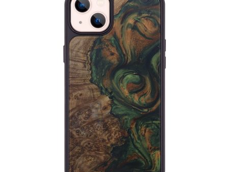 iPhone 14 Plus Wood+Resin Phone Case - Antonetta (Dark Green, 587294) For Discount