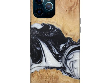 iPhone 12 Pro Max Wood+Resin Live Edge Phone Case - Odella (Black & White, 588639) Online Hot Sale