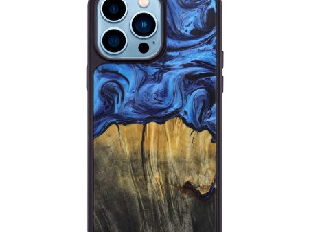 iPhone 14 Pro Max Wood+Resin Phone Case - Phebe (Dark Blue, 589864) Online Sale