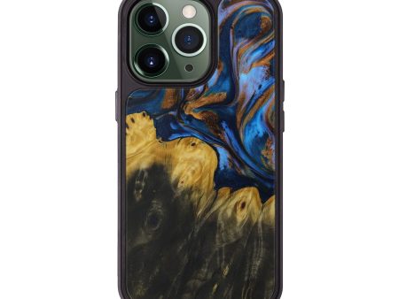 iPhone 13 Pro Wood+Resin Phone Case - Twila (Teal & Gold, 590787) Supply