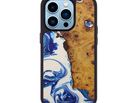 iPhone 14 Pro Wood+Resin Phone Case - Amanda (Light Blue, 587082) Supply