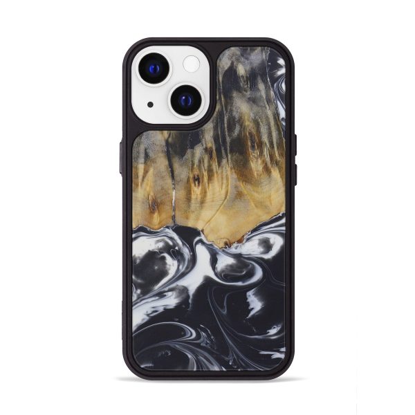 iPhone 13 Wood+Resin Phone Case - Liz (Black & White, 588823) For Cheap