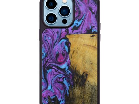 iPhone 14 Pro Max Wood+Resin Phone Case - Santana (Purple, 588581) For Cheap