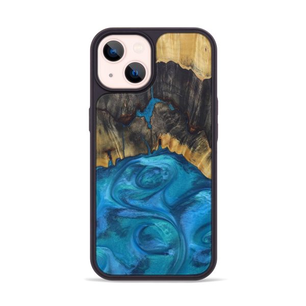 iPhone 14 Wood+Resin Phone Case - Alisun (Light Blue, 594728) Cheap