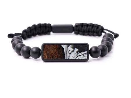 Bead Wood+Resin Bracelet - Sarai (Black & White, 594753) Online now