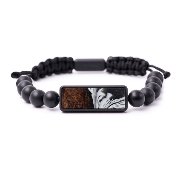 Bead Wood+Resin Bracelet - Sarai (Black & White, 594753) Online now