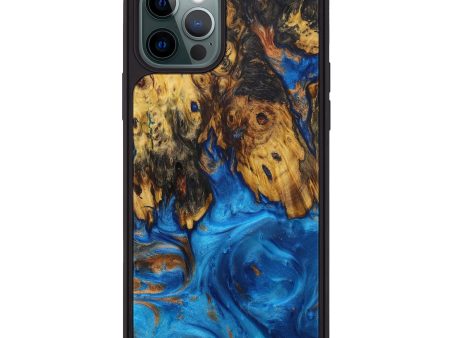 iPhone 12 Pro Wood+Resin Phone Case - Reina (Teal & Gold, 589731) Sale