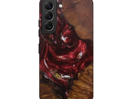 Galaxy S22 Wood+Resin Live Edge Phone Case - Leisha (Dark Red, 592342) Hot on Sale