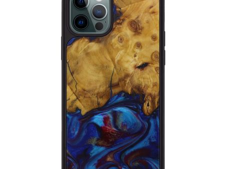 iPhone 12 Pro Wood+Resin Phone Case - Phyllys (Dark Blue, 593290) For Sale