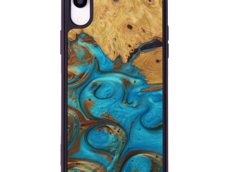 iPhone Xr Wood+Resin Phone Case - Lynwood (Teal & Gold, 589542) Fashion