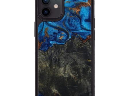 iPhone 12 Wood+Resin Phone Case - Tillie (Teal & Gold, 589478) Sale