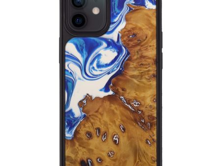 iPhone 12 Wood+Resin Phone Case - Alfreda (Light Blue, 587070) Cheap