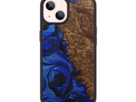 iPhone 14 Wood+Resin Phone Case - Eldridge (Dark Blue, 588269) For Cheap