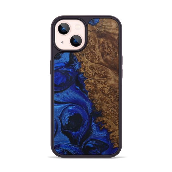 iPhone 14 Wood+Resin Phone Case - Eldridge (Dark Blue, 588269) For Cheap