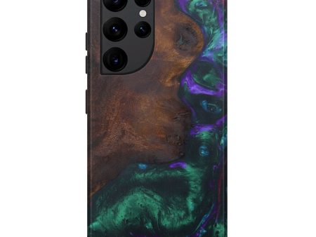 Galaxy S22 Ultra Wood+Resin Live Edge Phone Case - Lil (Dark Green, 594884) on Sale