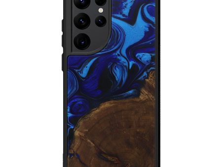 Galaxy S22 Ultra Wood+Resin Phone Case - Berrie (Dark Blue, 588189) For Cheap