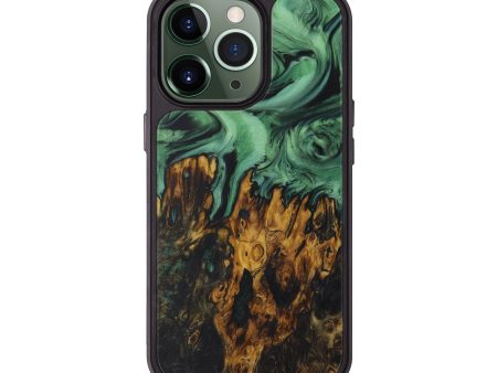 iPhone 13 Pro Wood+Resin Phone Case - Gaye (Dark Green, 591264) on Sale