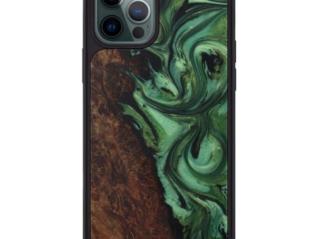 iPhone 12 Pro Max Wood+Resin Phone Case - Amity (Dark Green, 593615) Online Hot Sale