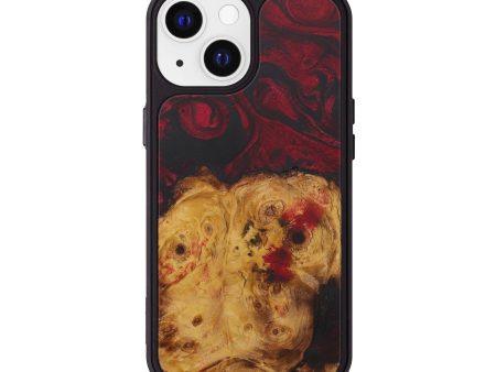 iPhone 13 Wood+Resin Phone Case - Cristine (Dark Red, 589682) on Sale