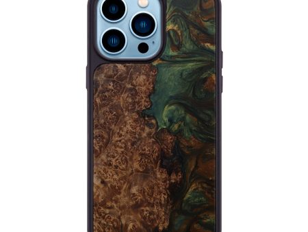 iPhone 14 Pro Max Wood+Resin Phone Case - Neetu (Dark Green, 593608) Supply