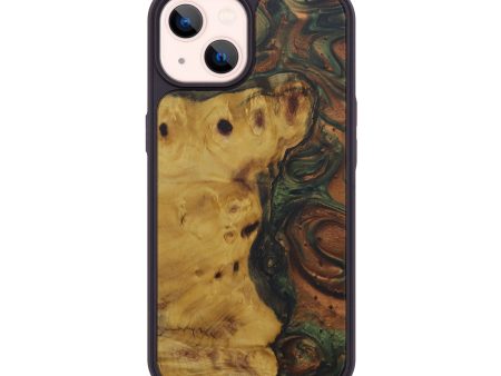 iPhone 14 Wood+Resin Phone Case - Delfin (Dark Green, 587268) Online Hot Sale