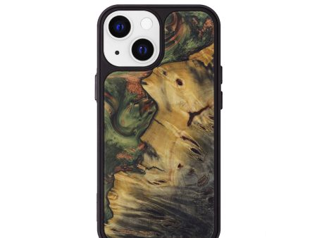 iPhone 13 mini Wood+Resin Phone Case - Zachariah (Dark Green, 590982) on Sale