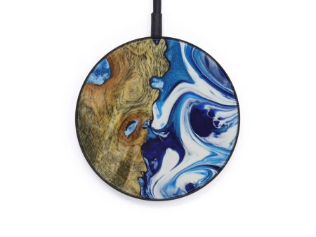 Circle Wood+Resin Wireless Charger - Charissa (Light Blue, 590534) Online Sale