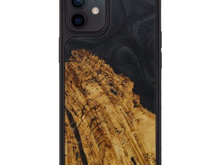 iPhone 12 Wood+Resin Phone Case - Benni (Pure Black, 591663) For Cheap