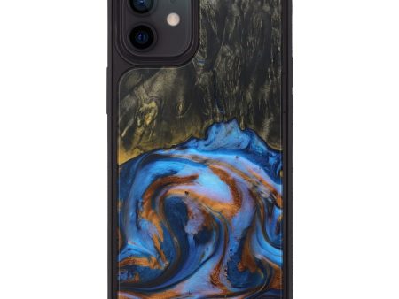 iPhone 12 Wood+Resin Phone Case - Teca (Teal & Gold, 590711) Fashion