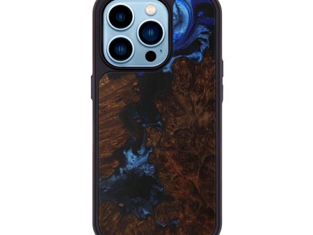 iPhone 14 Pro Wood+Resin Phone Case - Toinette (Dark Blue, 593215) Fashion