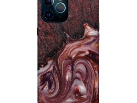 iPhone 12 Pro Max Wood+Resin Live Edge Phone Case - Faye (Dark Red, 588710) Hot on Sale