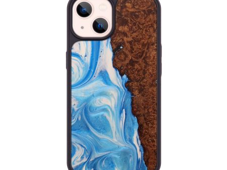 iPhone 14 Wood+Resin Phone Case - Connor (Light Blue, 594082) Fashion