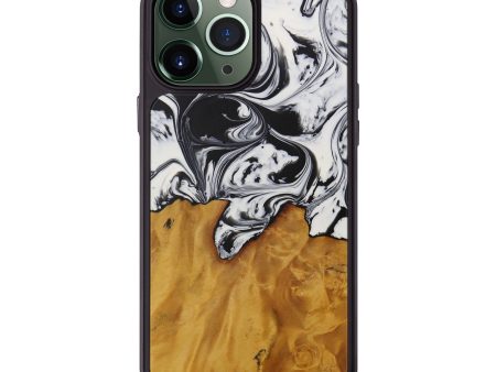 iPhone 13 Pro Max Wood+Resin Phone Case - Fabienne (Black & White, 592715) Supply