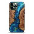 iPhone 13 Pro Max Wood+Resin Live Edge Phone Case - Bonnar (Teal & Gold, 590679) Online now