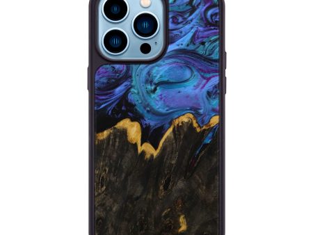 iPhone 14 Pro Max Wood+Resin Phone Case - Ruben (Purple, 592490) For Sale