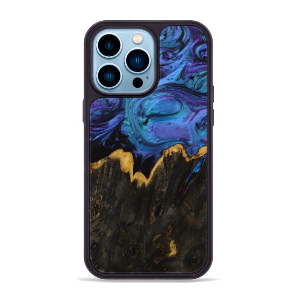 iPhone 14 Pro Max Wood+Resin Phone Case - Ruben (Purple, 592490) For Sale