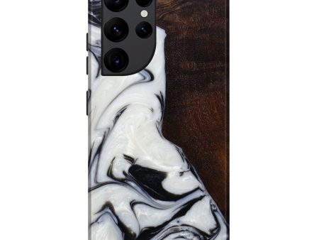 Galaxy S22 Ultra Wood+Resin Live Edge Phone Case - Savina (Black & White, 588733) Fashion