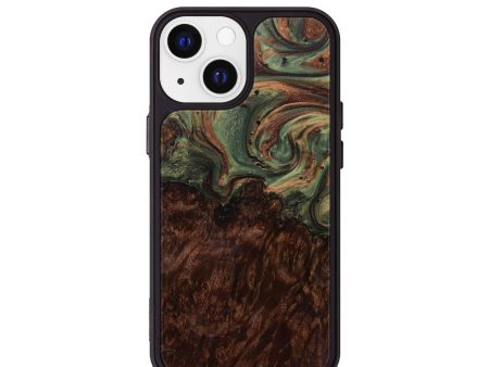 iPhone 13 mini Wood+Resin Phone Case - Micheal (Dark Green, 593619) Discount