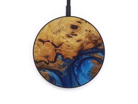 Circle Wood+Resin Wireless Charger - Tatyanna (Teal & Gold, 590474) For Cheap