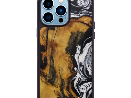 iPhone 14 Pro Max Wood+Resin Phone Case - Vispy (Black & White, 591047) For Discount