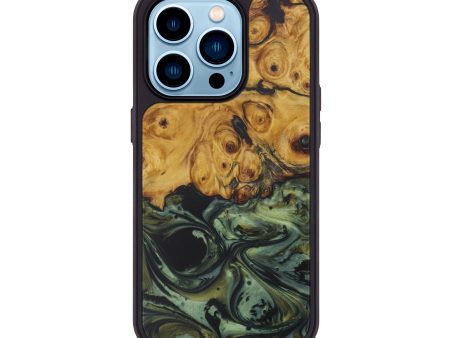 iPhone 14 Pro Wood+Resin Phone Case - Adalynn (Dark Green, 590559) Hot on Sale