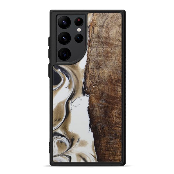 Galaxy S22 Ultra Wood+Resin Phone Case - Seyma (Black & White, 594042) Online